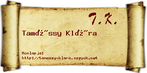 Tamássy Klára névjegykártya