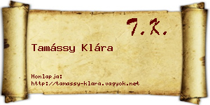 Tamássy Klára névjegykártya