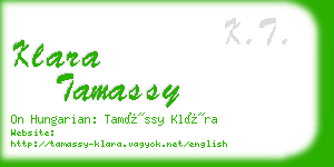 klara tamassy business card